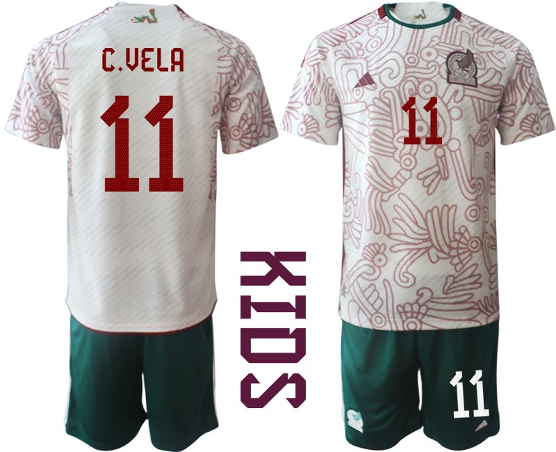 Youth 2022 World Cup National Team Mexico away white #11 Soccer Jersey